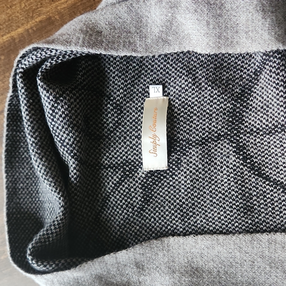 Simply Couture Gray/Black Wrap Sweater